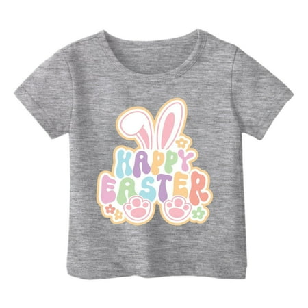 Bixock Toddler Boys Girls Short Sleeve Shirts Easter Theme Print T Shirt Crew Neck Tops Toddler Clothes 1Y-13Y