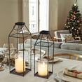 thumbnail image 3 of Cnshop 2-Piece Black Metal Lantern Candle Holders, Decorative Indoor Outdoor Home Accents, 3 of 7
