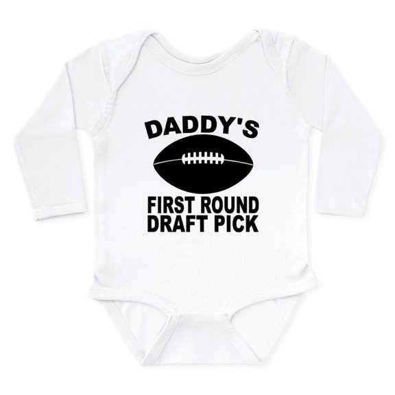 CafePress - Daddys First Round Draft Pick Football Body Suit - Long Sleeve Cotton Baby Bodysuit