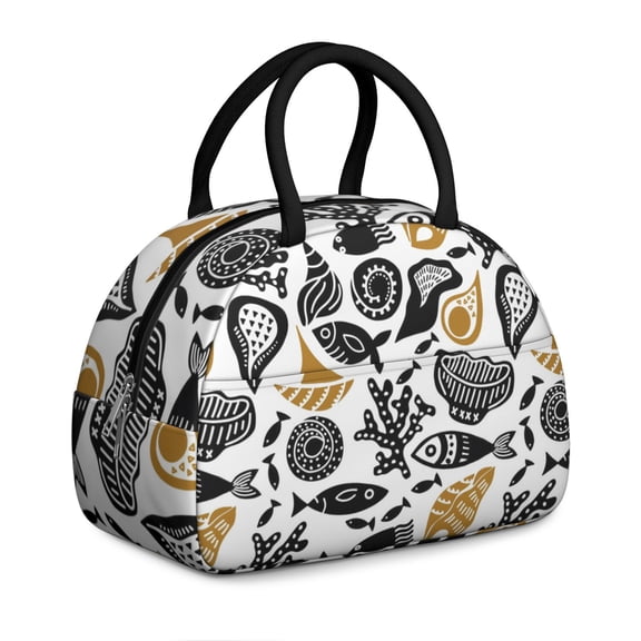 Seashell Conch Lunch Box - Women's Ocean Insulated Reusable Bag, Leakproof Soft Cooler Tote with Pockets for Professional Adults