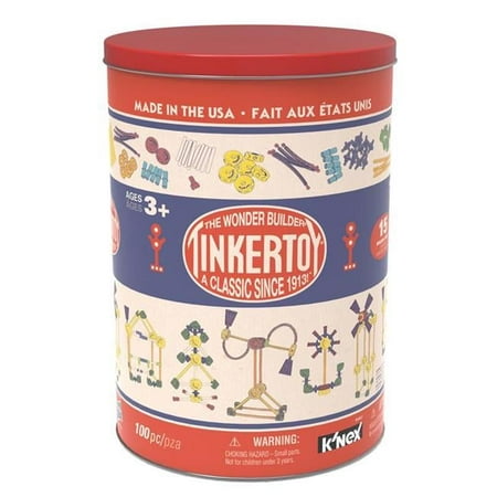 K'NEX Tinkertoy Classic Building Tin Construction Play Set, 100 Pieces
