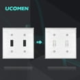 thumbnail image 2 of UCOMEN Toggle Light Switch Metal Wall Plate, Standard Size 2 - Gang, 4.57”×4.57”, Silver 5 Pack, 2 of 7