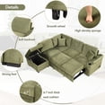 thumbnail image 5 of Harper & Bright Designs Sleeper Sectional Sofa Pull Out Bed Upholstery Reversible Couch with Hidden Arm Storage & Ottoman, Green, 5 of 16