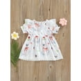 thumbnail image 2 of Genuiskids Toddler Baby Girls Sweet Style Princess Dress Infant Mushroom Deer Printing Round Collar Lace Splicing Short Sleeve Skirt 3M-3T, 2 of 9