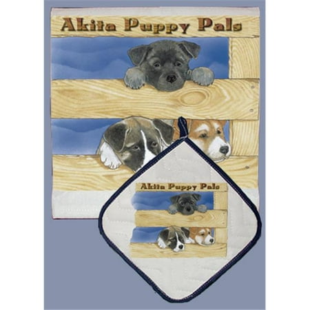 Pipsqueak Productions DP891 Dish Towel and Pot Holder Set - Akita