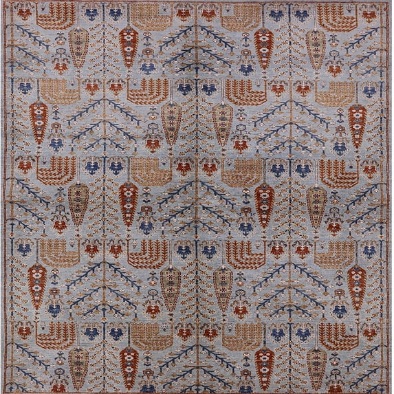 Ahgly Company Machine Washable Indoor Square Industrial Modern Chestnut Brown Area Rugs, 5' Square