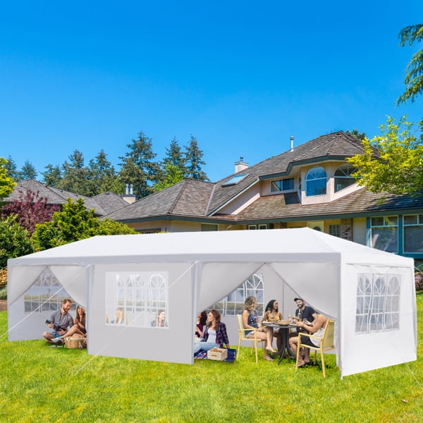 Alvantor White 10x30 ft Outdoor Pop Up Canopy Tent with 8 Removable Sidewalls,Easy-Setup Gazebo,8 Sides