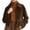 Coffee, variant on Womens Faux Suede Bomber Jacket Cropped Zip Up Long Sleeve Vintage Casual Coats