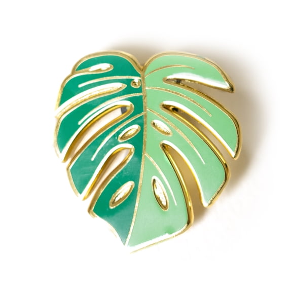 HAPPILY PLANTS Green Monstera Deliciosa Lapel Pin Brooch, Plant Lover Gifts (Monstera Deliciosa)