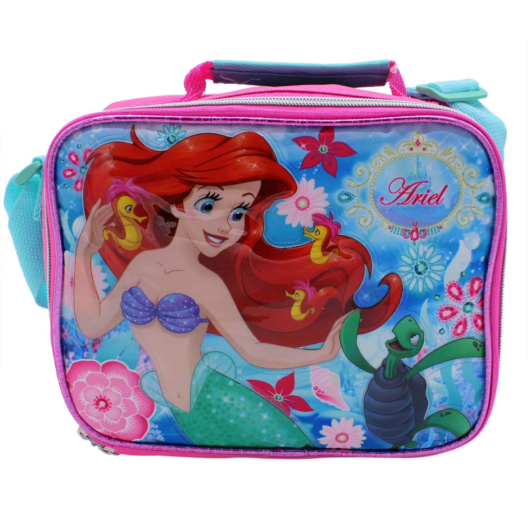 Disney Princess The Little Mermaid Ariel 9.5" Blue & Pink Insulated Lunch Bag 