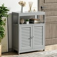 thumbnail image 6 of Costway Bathroom Floor Cabinet Storage Organizer with Open Shelf & Double Shutter Door Grey, 6 of 9