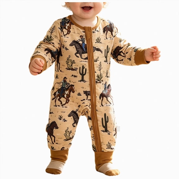 CAUYDY Preemie Boy Coming Home Outfits Baby Clothing Fall Winter Newborn Long Sleeve Sleepers Infant Boys Cute Romper Bodysuit 0 3 6 9 12 18 24 Months Brown for Sizes 6-12 Months
