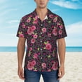 thumbnail image 2 of Sikiie Rose Mix Leopard 2 Print Men's Hawaiian Shirt, Summer Beach Button Pocket Short Sleeve T-Shirt,Large, 2 of 7