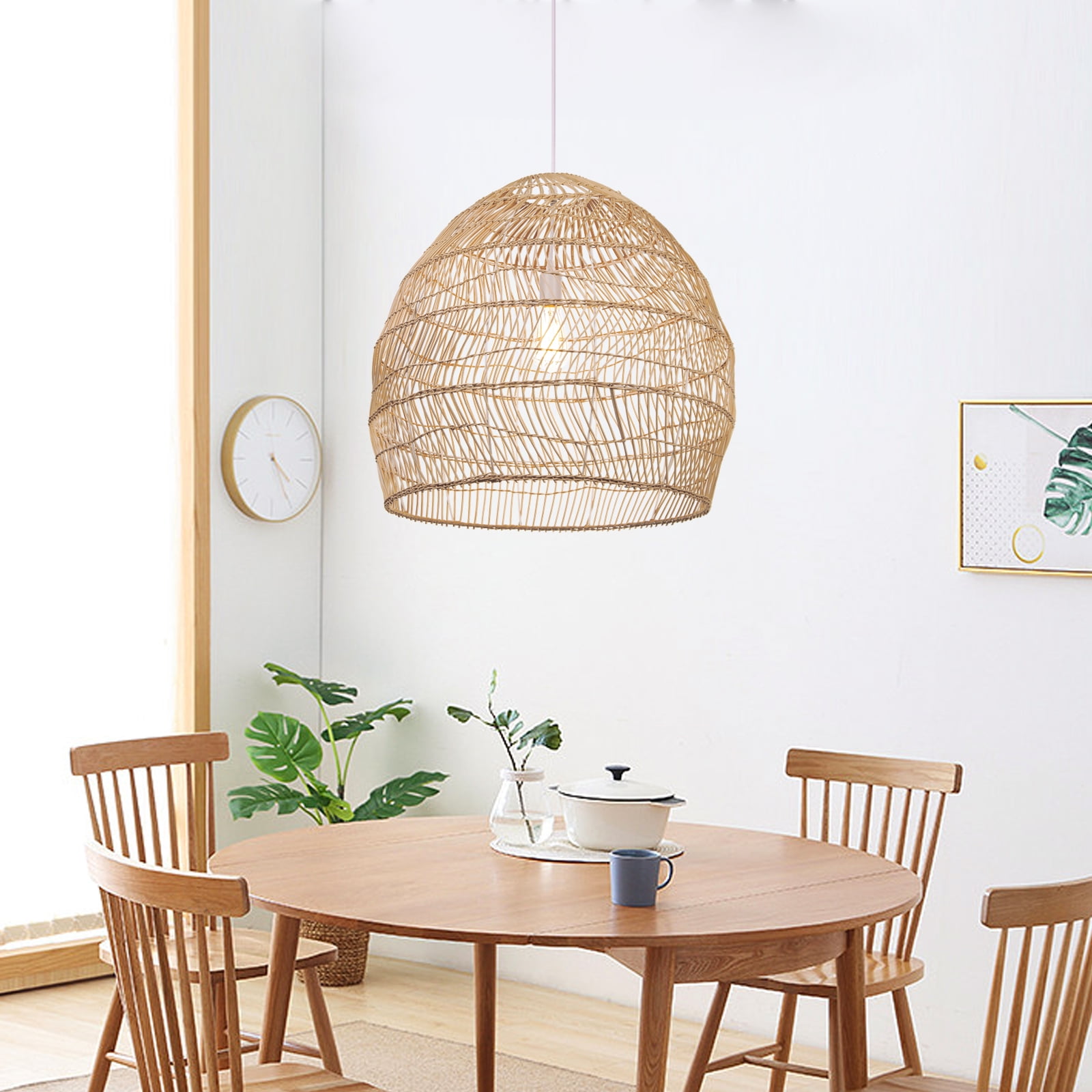 UEEYAC Boho Kitchen Island Lighting DIY Natural Rattan Chandelier Lamp Shades