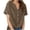 Coffee, variant on Sevevn Women's Linen Cotton Short Sleeve Henley Shirt Casual V-Neck Button Front Summer Blouse Green S