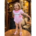 thumbnail image 6 of BemeyourBBs Newborn Baby Girl Summer Clothes Infant Baby Girl Mama's Girl Daddy's Girl Outfit Striped Bubble Romper Letter Heart Flower Embroidery Front Bows Ruffled Short Sleeve Bodysuit Jumpsuit, 6 of 9