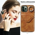 thumbnail image 4 of Allytech iPhone 11 Pro Max Case with Ring Holder & Shoulder Strap, Retro PU Leather Cards Slots Kickstand Detachable Lanyard Shockproof Wallet Case Cover for Apple iPhone 11 Pro Max - Brown, 4 of 14