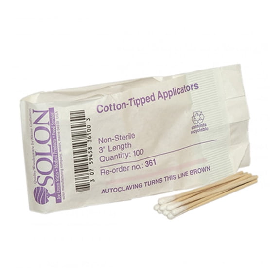 Cotton Tipped Applicators, 3", 100/Pkg