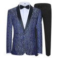 thumbnail image 1 of Traje de esmoquin jacquard para hombre, corte entallado, de dos piezas, para boda, fiesta y graduación, s202412241253, 1 of 5
