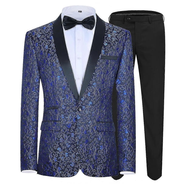 Traje de esmoquin jacquard para hombre, corte entallado, de dos piezas, para boda, fiesta y graduación, s202412241253
