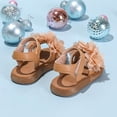 thumbnail image 5 of enyan Little Kids Girls Dress Pumps Glitter Sequins Princess Low Heels Princess Dress Shoes Party Dance Shoes Rhinestone Sandals Toddler Girl Summer Sandals,Khaki,Size 4.5, 5 of 7