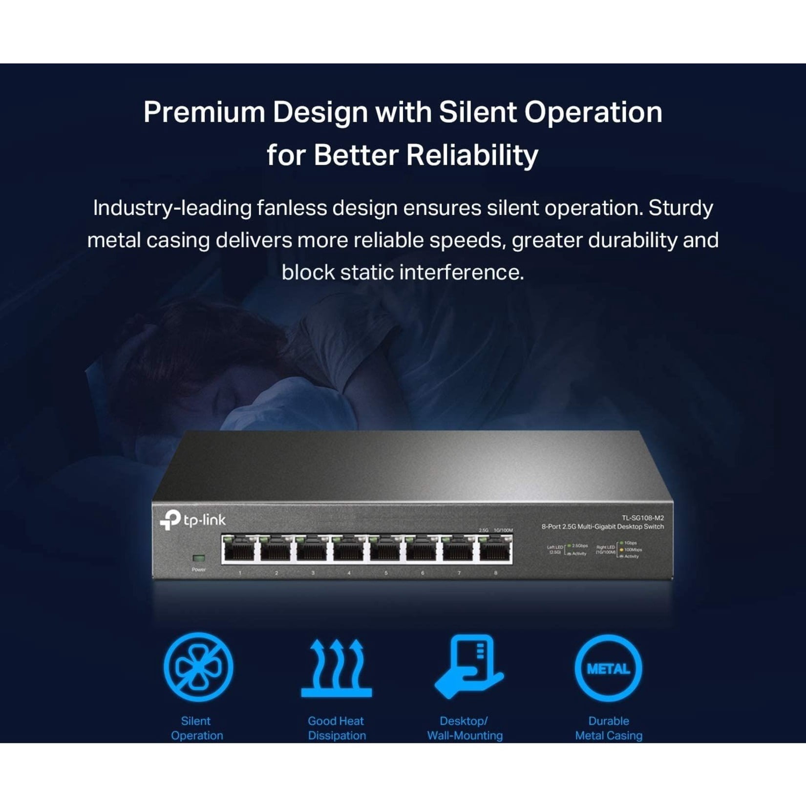 TP-Link TL-SG108-M2 8-Port Multi-Gigabit Unmanaged Network Switch