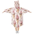 thumbnail image 2 of FORMRS Wearable Blanket Hoodie with Sleeves for Kids Cozy Flannel Sweatshirt, Pink Ice Cream Pattern, 2 of 7