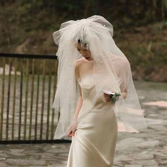 Zhuge Bridal Veil ，Party Decorations, Bride To Be Gift, Bridal Shower, Wedding, Wedding,Shallow champagne