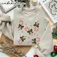 thumbnail image 2 of Embroidered Candy Cane Sweatshirt, Merry Christmas Gifts, Pocket Minimal Candy Cane Sweater, Embroidery Xmas Sweets Sweatshirts, Candy Shirt, 2 of 5