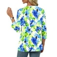 thumbnail image 6 of CYMMPU Casual Floral Printed 3/4 Length Sleeve Shirts Business Work Blouses to Wear with Leggings Dressy Tunic Tops Elegant Blouse Summer Fall V-Neck 2025 Clothes for Women Navy S, 6 of 6