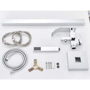 Chrome Floor Mounted Bathtub Faucet Free Standing Tub Filler W/Hand Sprayer
