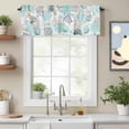 thumbnail image 2 of Ocean Coastal Kitchen Curtain Valances for Windows Farmhouse Short Curtains, Watercolor Sea Turtle Coral Shell Wood Grain Rod Pocket Valance Curtain for Bedroom Cafe Living Room 42"x18", 2 of 8