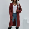 thumbnail image 4 of AOOCHASLIY Clearance Ladies Coat Women Long Solid Color Women's Knitted Casual Fashion Cardigan, 4 of 5