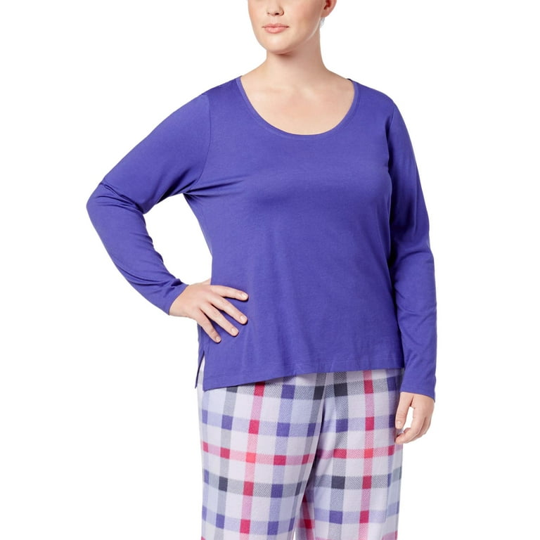 Jenni By Jennifer Moore Womens Plus Size Top Pants Pajama Set 3X Purple Plaid Walmart