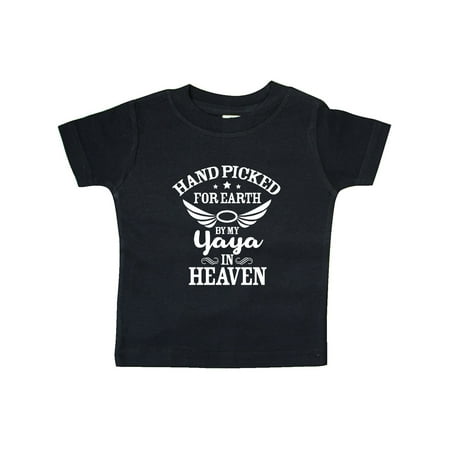 

Inktastic Handpicked for Earth By My Yaya in Heaven with Angel Wings Gift Baby Boy or Baby Girl T-Shirt