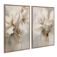 thumbnail image 4 of Kate and Laurel Sylvie Beaded Abstract Botanical Floral Linen Painting 1 and 2 Vintage Framed Canvas Wall Art Set by , 2 Piece Set 28x38 Beaded Gold, 4 of 7