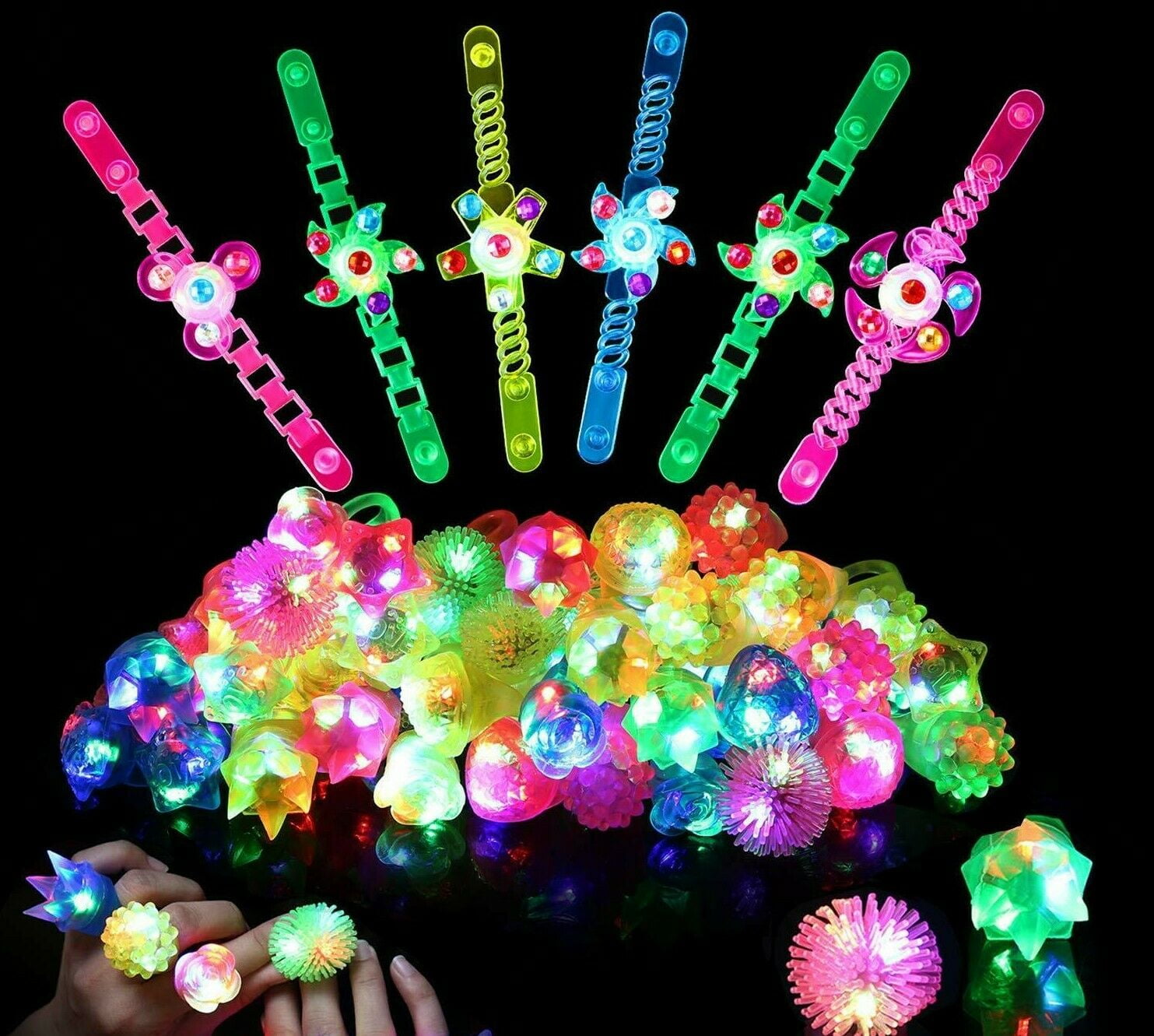 Light up Rings LED Party Favors for Kids Prizes 20 Pack Glow in the Dark Party Supplies Bulk Hand Spin Stress Relief Anxiety Toys for Classroom Birthday Celebration  for kids 