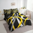 thumbnail image 3 of Manfei Retro Stripes 7-Piece Bedding Comforter Set for Teens Boys Girls,Black Grey Yellow King Bedding Sets,Geometric Lines Ultra Soft Bed Sheets,Lightweight Room Decor,Reversible, 3 of 8