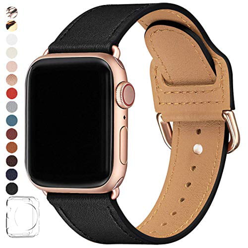 POWER Bands Compatible with Apple Watch Band 38mm 40mm 42mm 44mm, Top Grain Leather Smart Watch Strap Compatible Men Women iWatch Series 5 4 3 2 1 (Black/Rosegold, 38mm/40mm) - Walmart.com