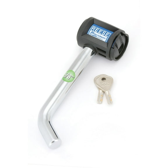 Reese Towpower 7057830 Trailer Hitch Lock, Fits 2 Inch Square Receiver, 5/8 Inch Pin Diameter, Easy Access, Chrome