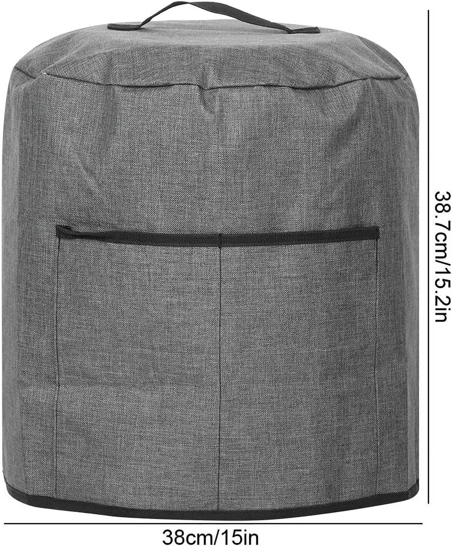 ABPETE Air Fryer Cover Dust Cover, Round Protective Cover Bag Small Household Appliance Dust Cover with 2 Pocket and Handle for Electric Pressure/Rice Cooker, 38x38.7cm/15x15.2in(Black)
