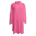 thumbnail image 7 of Dazajoo Womens Button Down Linen Shirts 2025 Summer Casual Long Sleeve Cotton Blouses Lightweight Baggy Solid Color Lapel Tunic Tops,Hot Pink,L, 7 of 7