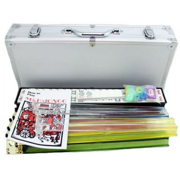 166 Tiles American Mahjong Set with 4 Clear Pushers in a Silver Aluminum Case M30L-2