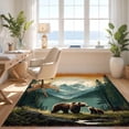 thumbnail image 3 of Design&I 2'x3' Washable Accent Rug Pet Friendly & Non-Slip Built-In Grip Cabin Cub Wildlife Woodland Sunset Motif Bathroom Medieval Print for Kitchen, Station, 3 of 7
