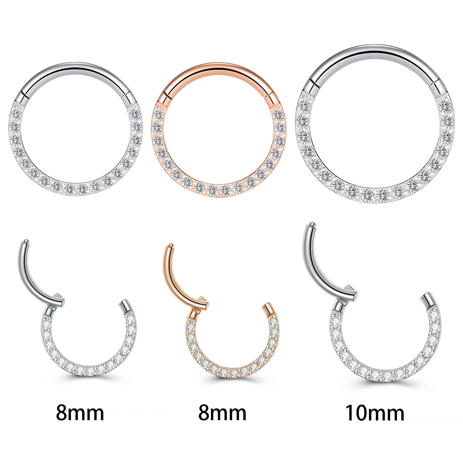 1X Hinged Seamless Segment Ring Nose Hoop-Earring-Labret-Septum Ring 1X Hinged Seamless Segment Ring Nose Hoop-Earring-Labret-Septum Ring