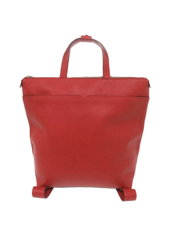Pre-Owned Valextra Leather Red 2-Way Backpack Daypack Tote Bag 0592Valextra