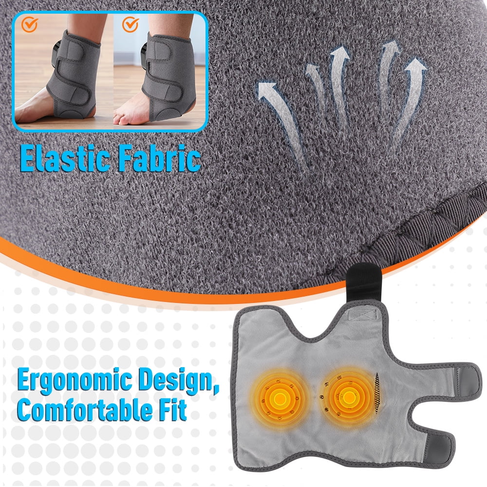 Cordless Foot Ankle Massager, Ankle Heating Pad, Ankles Heated Wrap, Foot Heating Pad with 6 Heat Levels, 3 Timing & Vibration, 3000mAh Battery, Adjustable Strap for Left/Right Feet, Gray 2pcs