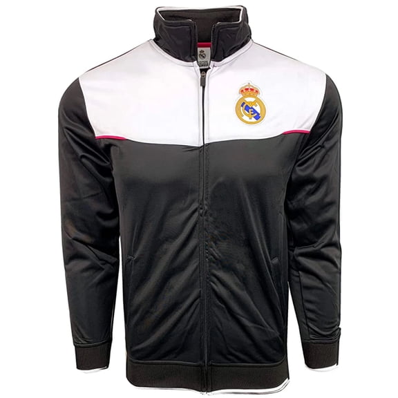 Rhinox Real Madrid Soccer Track Jacket, Polyester, Black, YS-AXL