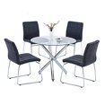 thumbnail image 3 of SICOTAS 5 Piece Round Dining Table Set, Modern Kitchen Table and Chairs for 4 Person,Dining Room Table Set with Clear Tempered Glass Top, Dining Set for Dining Room Kitchen (Table + 4 Black Chairs), 3 of 5
