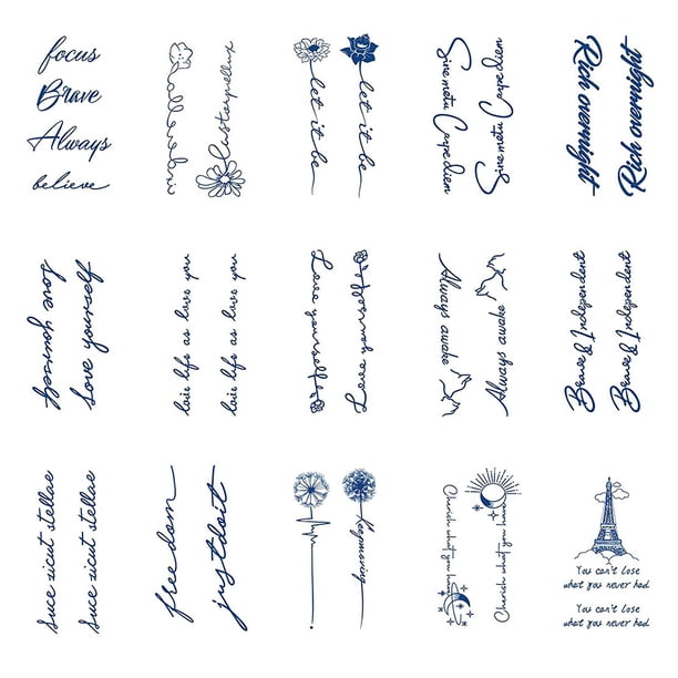Siginas Tótem Falsas Impermeables 15pcs Series Flores Y Letras para Adultos